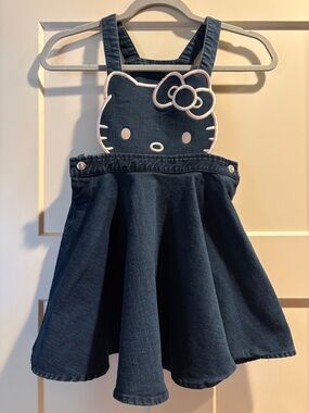 Hello Kitty Navy Denim Overall Skirt -6X